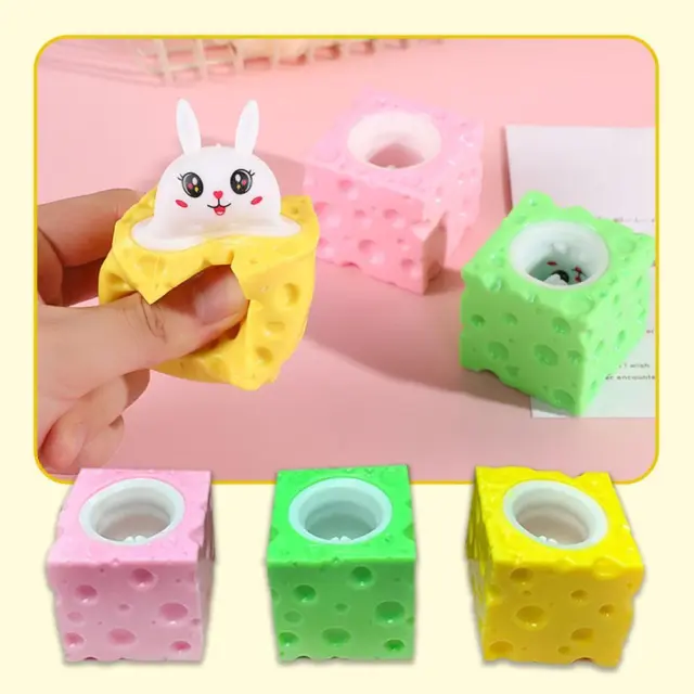 Funny Squeeze Anti-stress Toy Cheese Cup Rabbit Stress Toy Relief Fidget W1 W6S6