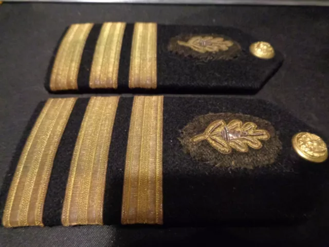 Us Navy Male Cdr 05 Rank Medical Officer Wool Hard Shoulder Board Wwii Pair
