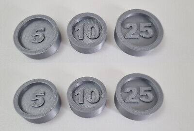 6x Fisher Price Till Cash Register Spare Replacement Rim Coins 3D Printed Grey