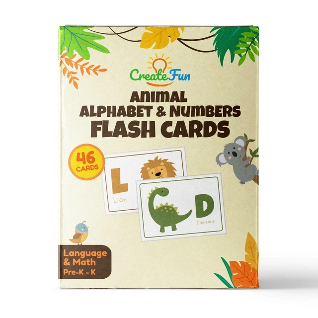 ANIMAL 123 AND ABC Flash Cards for Babies, Toddlers, PreK Children by