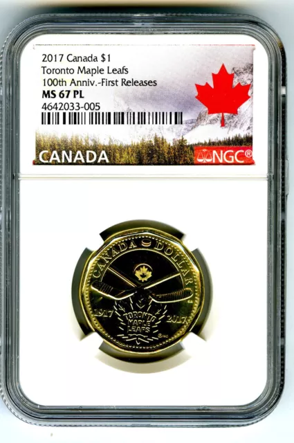 2017 Canada $1 Toronto Maple Leafs Ngc Ms67 Pl Dollar Loon Loonie First Releases