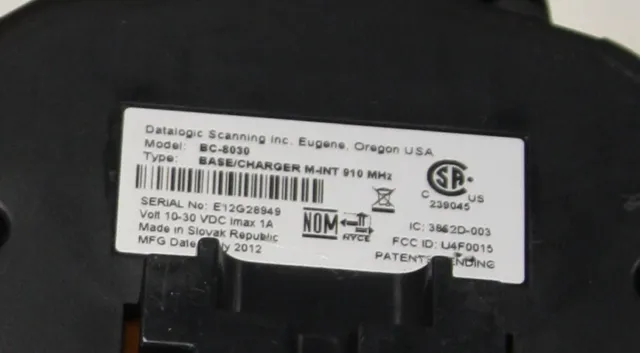 Datalogic Powerscan PM8300 M8300 Cradle USB BC8030 BC 8030 Charger 910Mhz Base 3