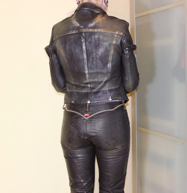 Miss Sixty Lederhose goldbraun Inch 29 M L 38 40 Kunstleder weich ohne Taschen! 7