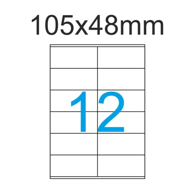 300 Universal Etiketten 105 x 48 mm auf DIN A4 Bogen Selbstklebend - 25 Blatt