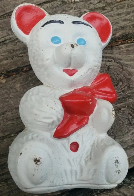 Vintage Cast Iron Bear Coin Bank White 6½” Tall Screw Back