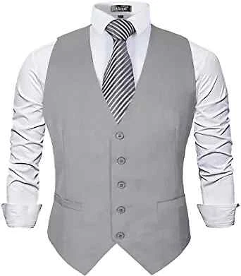Alizeal Mens Classic Solid Color Business Suit Vest Regular Fit Tuxedo Waistcoat