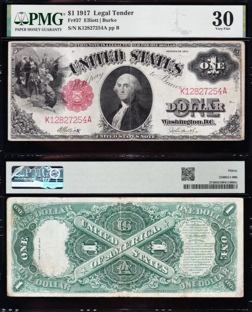 AWEOSME Crisp Choice VF++ 1917 $1 "SAWHORSE" US Legal Tender Note! PMG 30! 27254