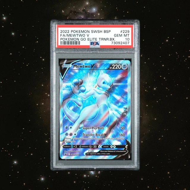 PSA 10 Pokemon Black Star Promo swsh229 Mewtwo V Pokemon Go Elite Trainer Card