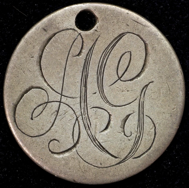 1890 Love Token Engraved Fancy "AG" Seated Liberty Dime Silver US Coin