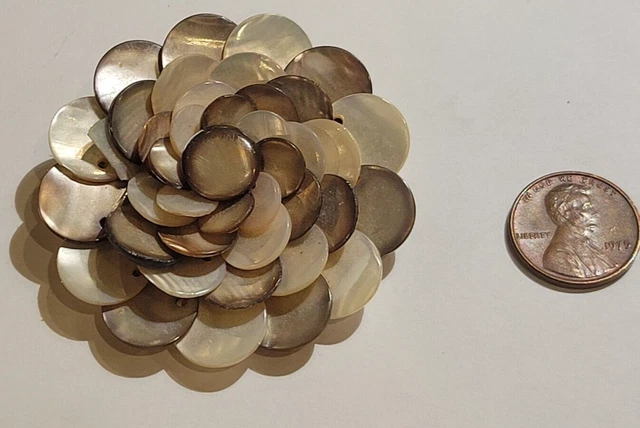 Grande Broche Vintage à Fleurs En Relief Avec Perles Poire – Couleur Or Rhodié, Occasion