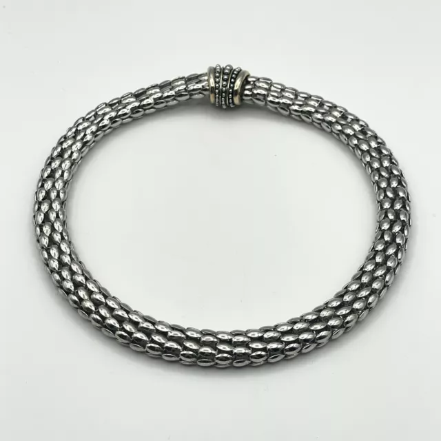 Reversible Silver Tone Chunky Chain Magnetic Choker Necklace