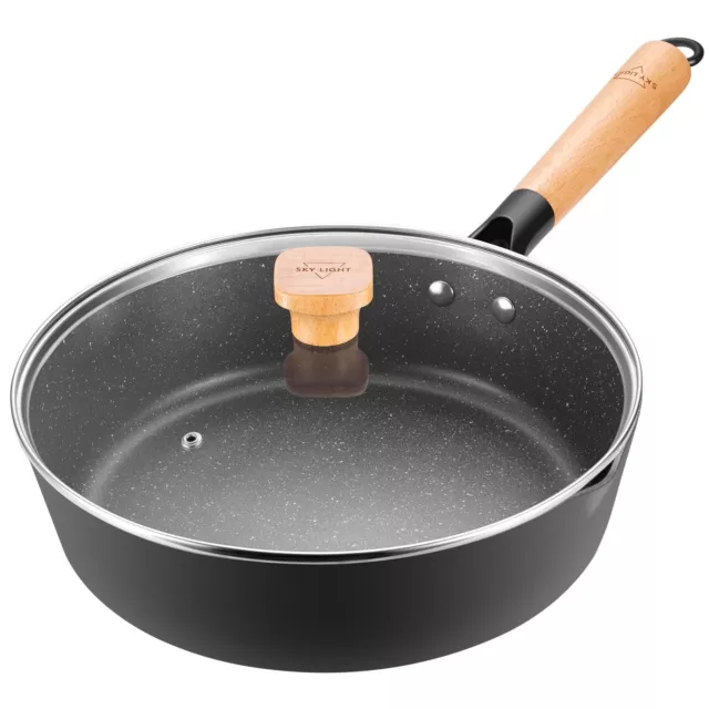 Carote 9.5-Inch Nonstick Deep Frying Pan with Glass Lid,Non-Stick