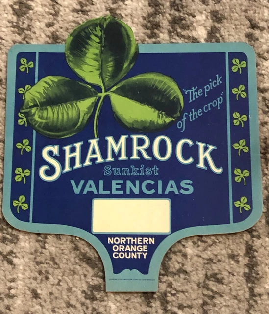 Grocery Store Sign Vintage Sunkist Shamrock Valencias Oranges 1930's Original
