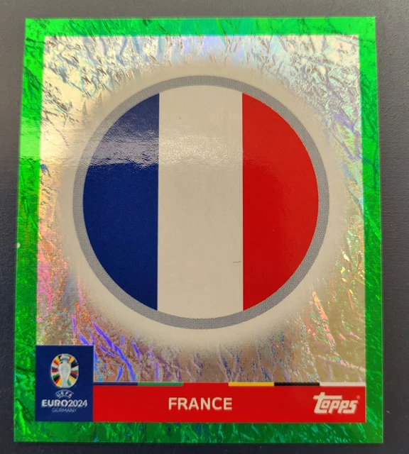 TOPPS UEFA EURO 2024 Sticker, France, Team Logo, Fra 1, Green Parallel