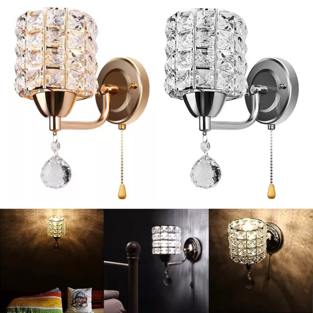 Crystal Pendant Wall Lamp Retro Wall Lamp for Bedroom Indoor Sconce Lighting E27