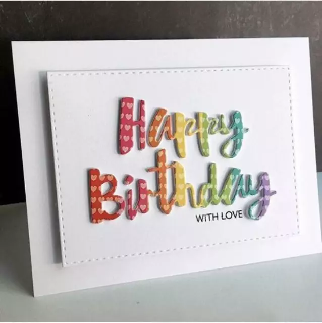 Happy Birthday Metal Cutting Dies Stencil Scrapbooking Paper Cards Diecuts DIY