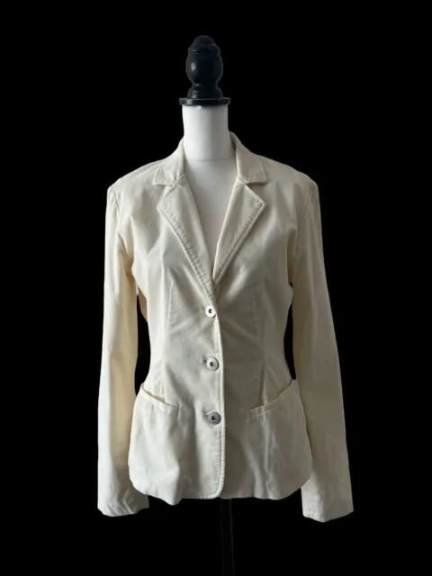 Vintage Tommy Hilfiger Women's Ivory Blazer Jacket Sz UK 12 US 8 Corduroy