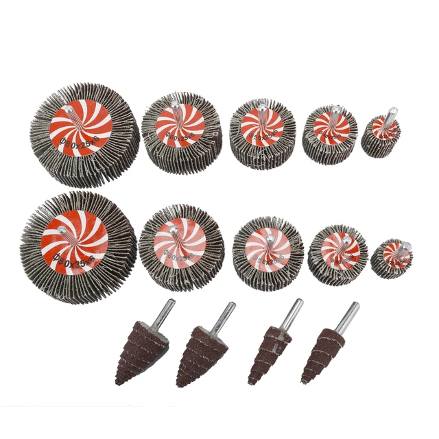 AuInn 14 Packs Abrasive Flap Wheel Sander Set 80 Grit for Dremel Rotary Tools