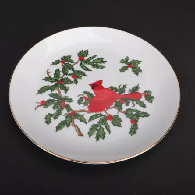 Lefton China Cardinal Plate Holly & Berry 3