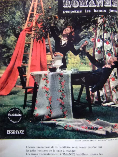 Publicité 1959 Romanex Perpétue Les Beaux Jours Tissus Boussac - Advertising