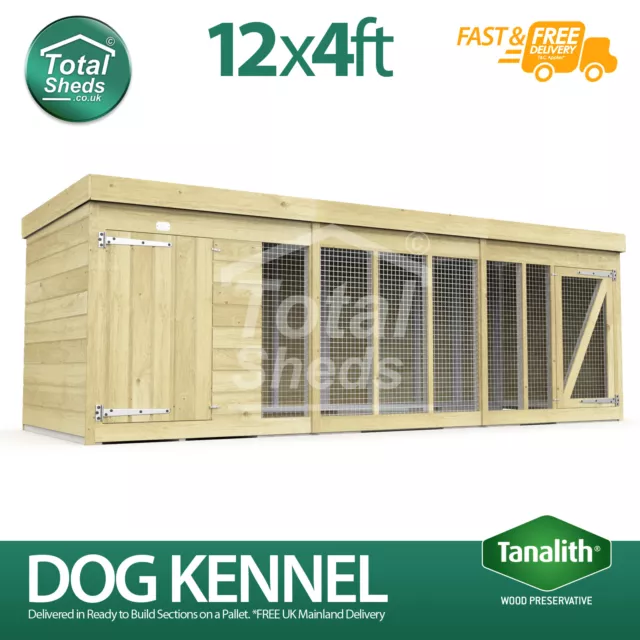 Dog Kennel 12ft x 4ft Fully Pressure Treated Tanalised Timber Free Deliver