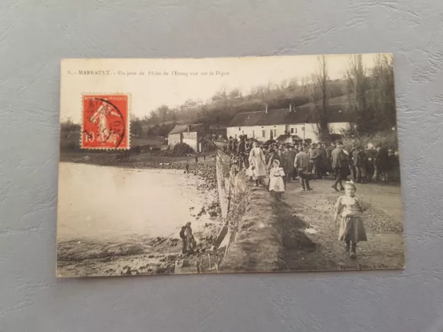 CPA / Carte postale ancienne - MARRAULT Un jour de Pêche de l'étang vue (89)