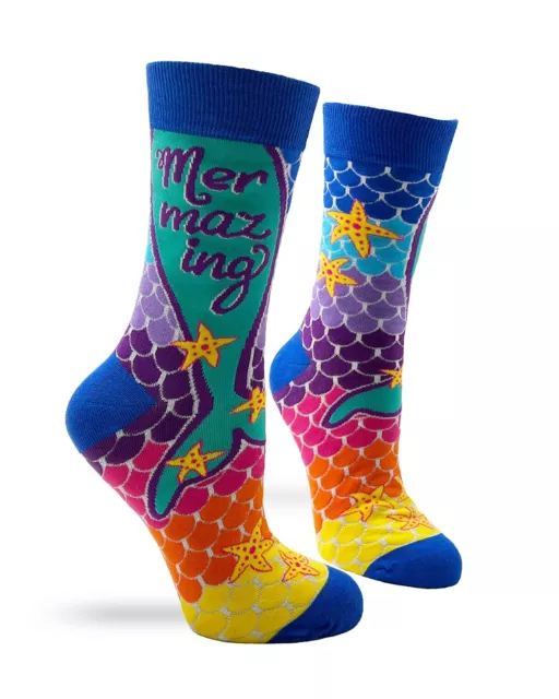 Fabdaz Mermazing Colorful Mermaid Patterned Design Women's Novelty Crew Socks