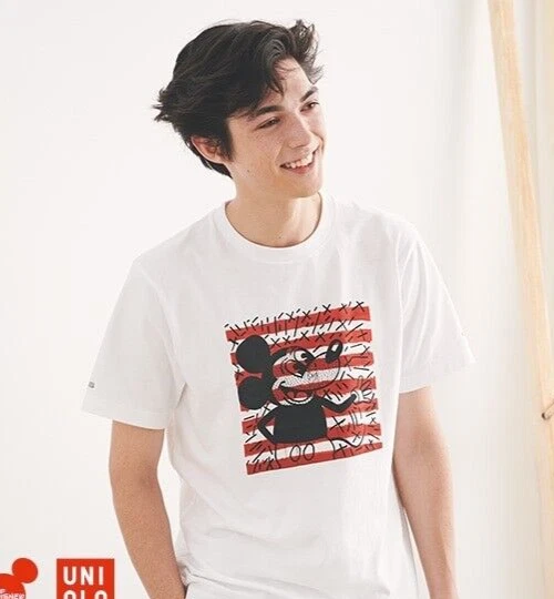 T-shirt bianca grande Topolino x Keith Haring x Uniqlo