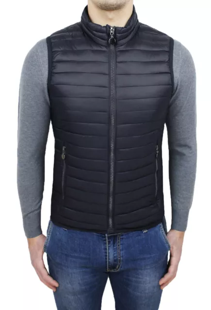 Giubbotto Smanicato Uomo Diamond Casual Nero Slim Fit Gilet Piumino Moto Jacket