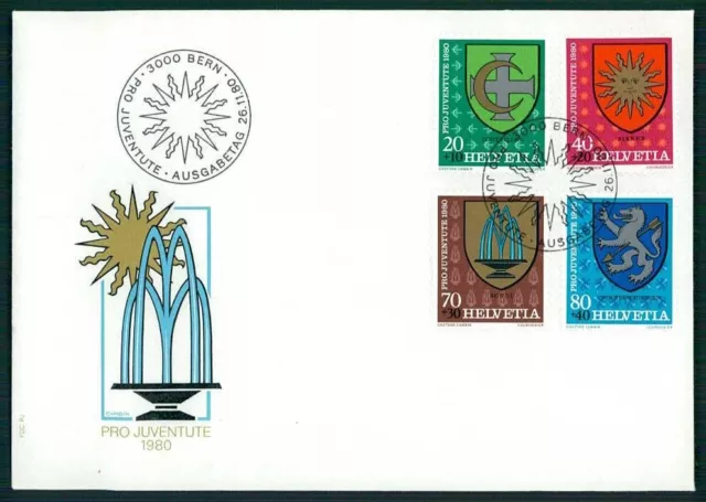 SCHWEIZ FDC 1980 PRO JUVENTUTE WAPPEN m4951