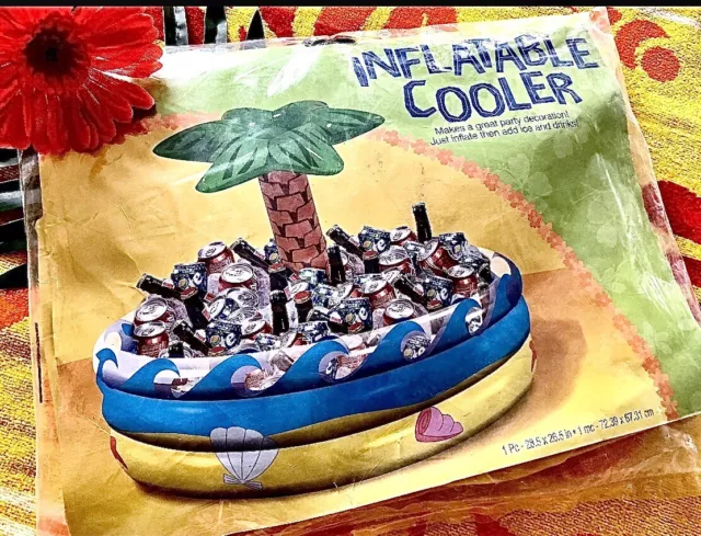 A Inflatable Party Cooler Tiki Palm Tree Design For Beer & Beverages NIP
