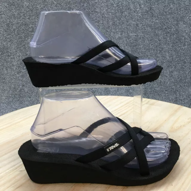 Teva Sandals Womens 7 Mush Mandalyn Flip Flop Black Fabric Wedge Slip On 1000099