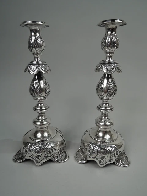 Antique Candlesticks Russian 875 Silver C 1882