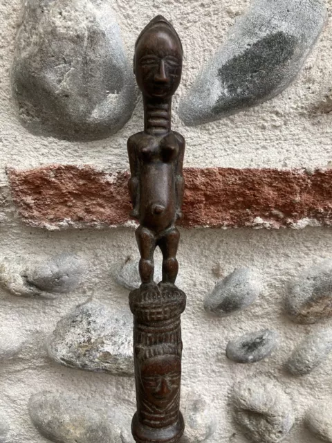 Beau Bastone Comando Sceptre Baoulé Arte Primo Africa 1950 Legno Lavorato