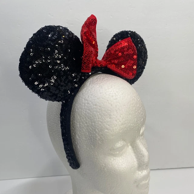 Blue Sequin Headband Women's Blue Mouse Ears Headband With Bow - Sequin For Halloween Costume Ears