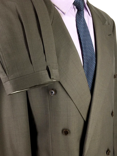 42XL Hickey Freeman Vintage Double Breasted Wool Suit Houndstooth Pants 34 Mint!