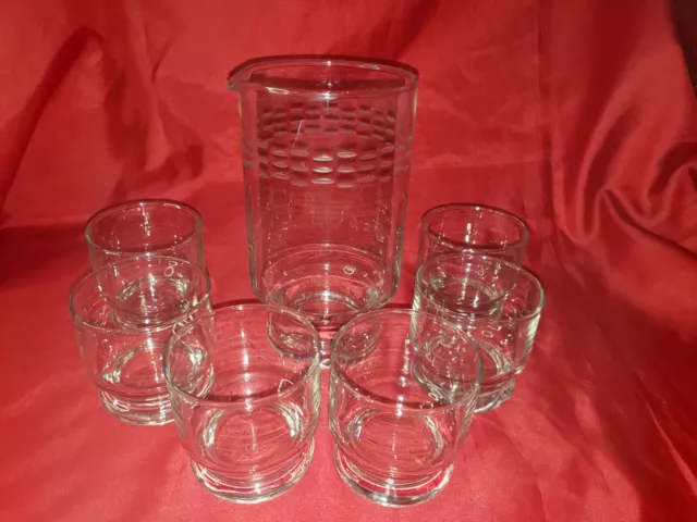 Vintage Princess House Martini Cocktail Pitcher Carafe + 6 Glasses