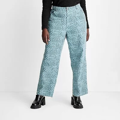 Women's Straight Leg Checkered Denim Pant - Future Collective with Gabriella