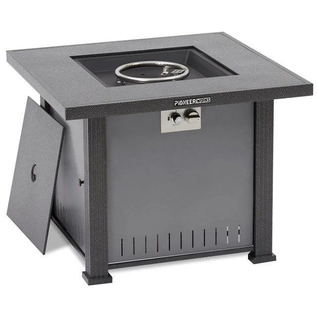 32" Propane Fire Pit Table 50000BTU Rectangle Fire Table with Cover & Rain Cover