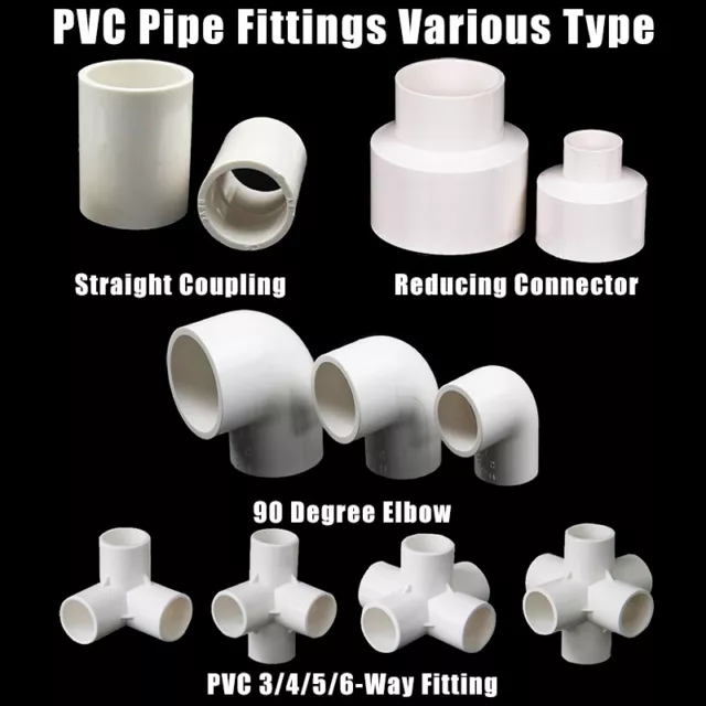 White PVC Metric Plumbing Fittings Pipe For Aquarium Fish Tank Pond Solvent Weld