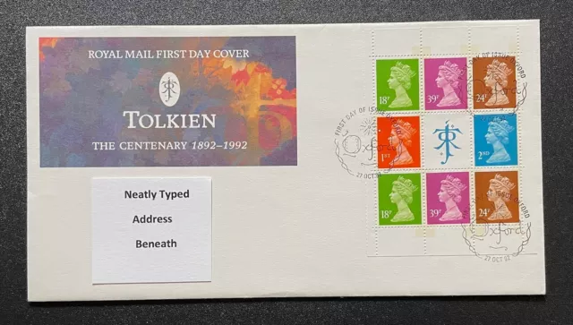 2002 Tolkien Booklet Pane FDC. With Oxford Special Handstamp.