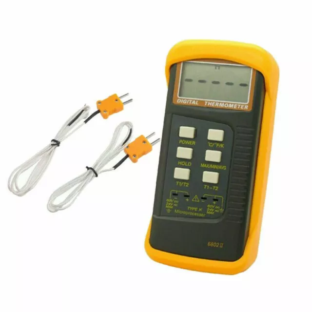 Dual Channel K-type Digital Thermocouple,Thermometer 6802 II 4x Probe BGA HVAC