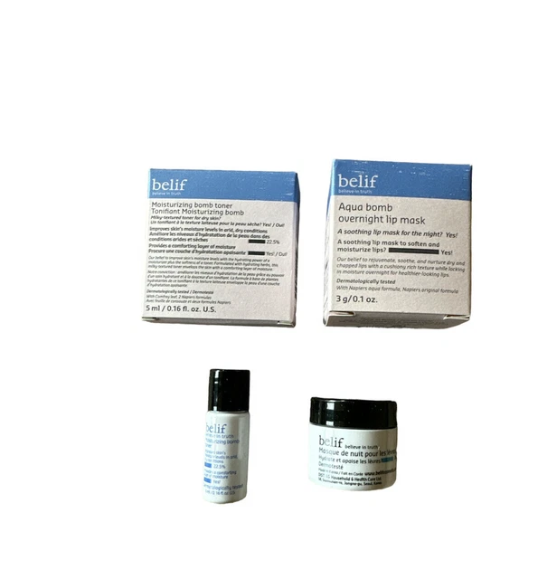 Belif Moisturizing Bomb Toner & Aqua Bomb Lip Mask Bundle Stocking Stuffer Size