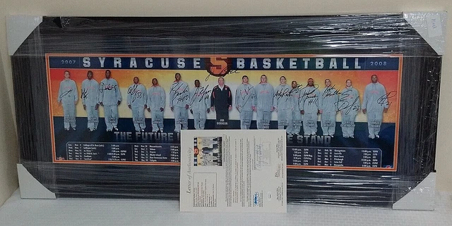 1/1 Auto Team Signed SYRACUSE Poster 12x36 JSA Framed Matted Boeheim Devendorf