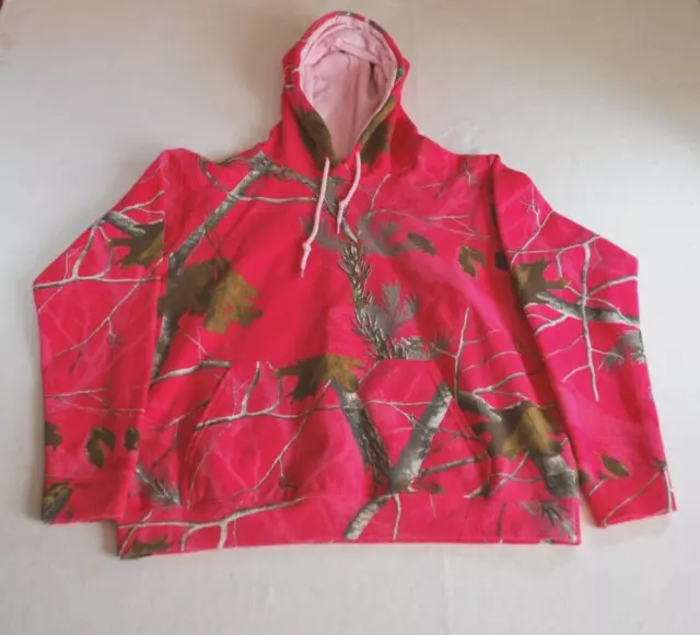 Realtree Women's Medium Hoodie Sweatshirt Pink Camo Pullover Outdoors Hunting