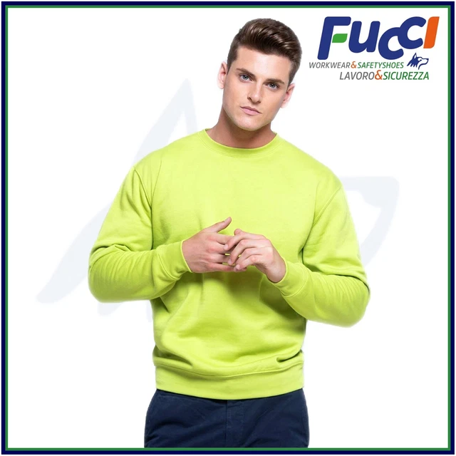 Felpa Uomo Girocollo Felpata in Cotone Raglan Maglia da Lavoro Sport JHK