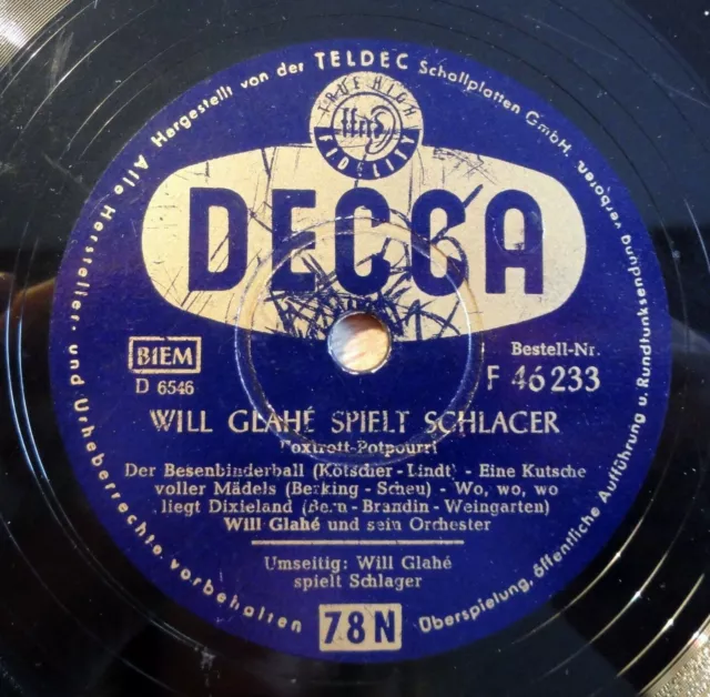 Will Glahe spielt Schlager - Decca - 10" 78 RPM