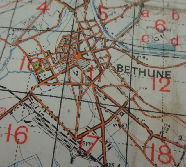 WW1 British map (West of Vimy Ridge)  BETHUNE, NOEUX-LES-MINES, BULLY-GRENAY etc