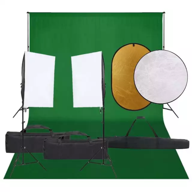 Kit de studio photo avec éclairage toile de fond et réflecteur vidaXL