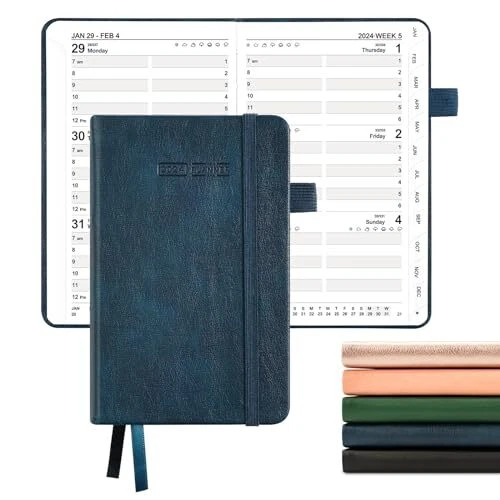 2024 DAILY POCKET Planner 2024 Calendars 12 Month Planner 4'' x 6'', Leather 19.21 PicClick